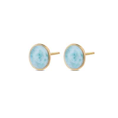 Pendientes Plata Chapada LA VIDA Larimar Ovalada