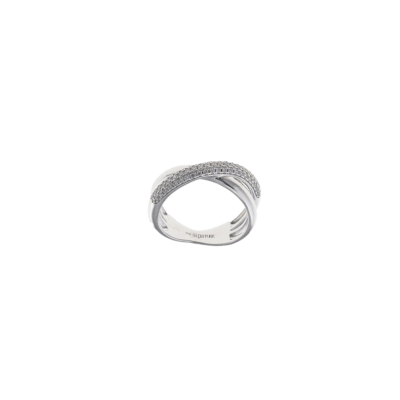 Anillo SALVATORE Plata Rodiada Doble Línea Cruzada