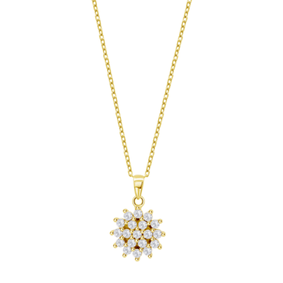 Collar LOTUS SILVER Plata Dorada ESSENTIALS Circonitas Sol
