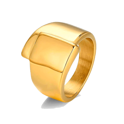 Anillo ROCÍO MARTÍN Acero Dorado Cruzado Plano