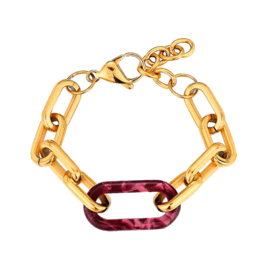 Pulsera ROCÍO MARTÍN Acero Dorado Eslabón Resina Morado