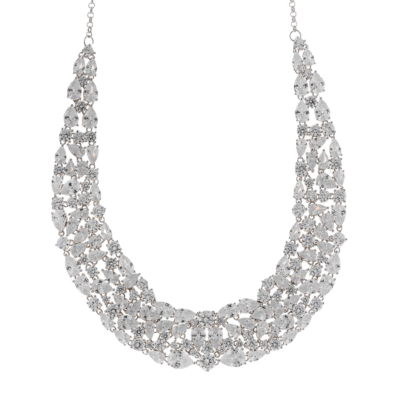Collar SALVATORE Plata Rodiada Cascada Circonitas Pera Y Redonda
