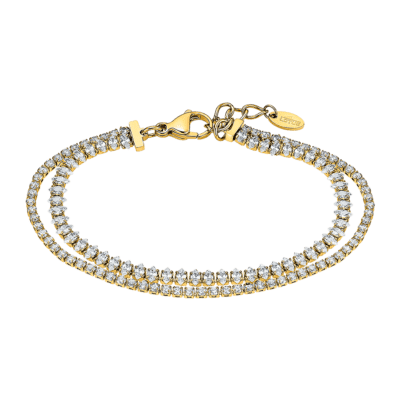 Pulsera LOTUS STYLE Acero Dorado ICONIC Doble Riviere Cadena Central