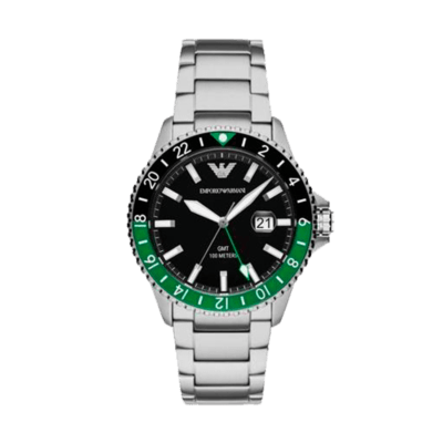 Reloj EMPORIO ARMANI Hombre Acero GMT Negro y Verde