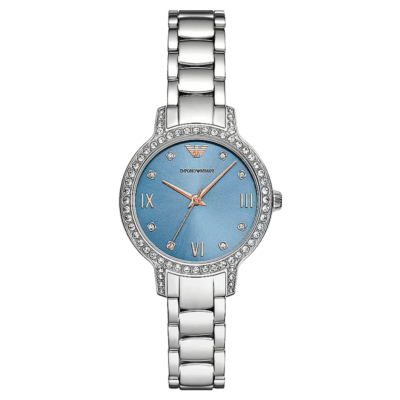 Reloj EMPORIO ARMANI Mujer Acero Esfera Azul Bisel Circonitas