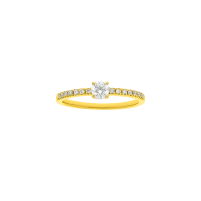 Anillo Solitario Con Piedras Brazo MARINA GARCÍA Oro Amarillo y Diamantes