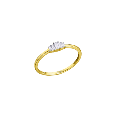 Anillo LE CARRÉ Oro Amarillo y Diamantes BACK TO THE BLOCK Degradé Baguette