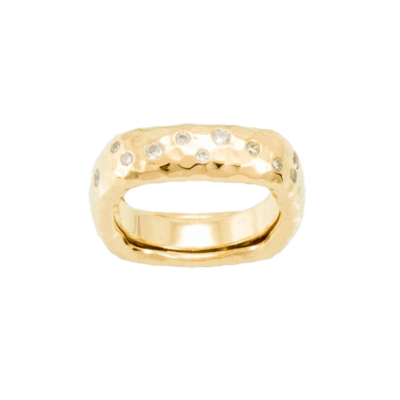Anillo MARINA GARCÍA Plata Dorada SAIL Bombé Cuadrado