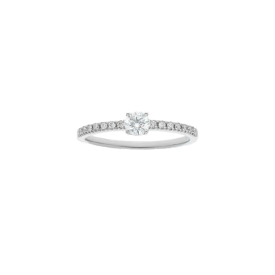 Anillo Solitario Con Piedras Brazo MARINA GARCÍA Oro Blanco y Diamantes