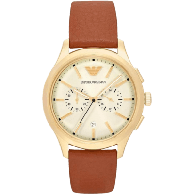 Reloj EMPORIO ARMANI Acero Dorado Correa Piel Marrón
