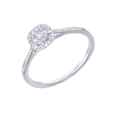 Anillo LE CARRÉ Oro Blanco y Diamantes DESTINY Roseta Cuadrada