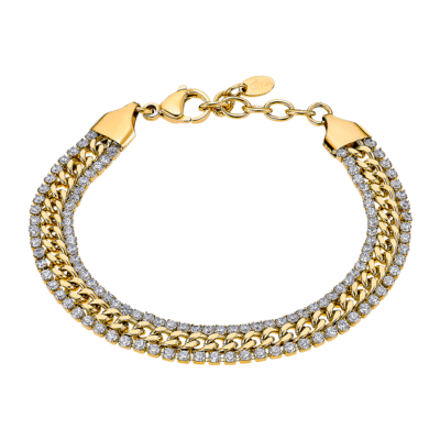 Pulsera LOTUS STYLE Acero Dorado ICONIC Doble Riviere Cadena Central