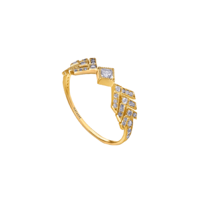 Anillo LE CARRÉ Oro Amarillo, Diamantes y Topacios Blancos REANAISSANCE