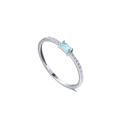 Anillo LE CARRÉ Oro Blanco Topacio Azul y Diamantes UNFORGETTABLE MOMENTS