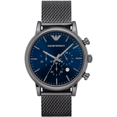 Reloj EMPORIO ARMANI Hombre Acero Negro Esfera Azul Cronógrafo