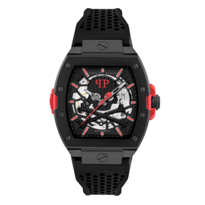 Reloj PHILIPP PLEIN Acero Negro THE SKELETON 2.0 Negro y Rojo AUTOMÁTICO