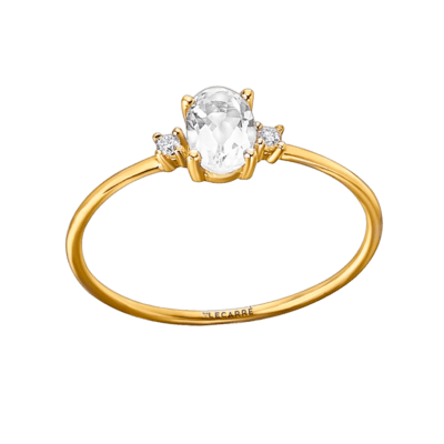 Anillo LE CARRÉ Oro Amarillo, Topacio Blanco y Diamantes OUTSIDE IS THE NEW LUXURY