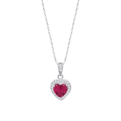 Collar LOTUS SILVER Plata MOMENTS Corazón Rojo Y Blanco