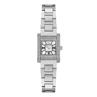 Reloj EMPORIO ARMANI Mujer Acero Cuadrado Esfera Nacarada Bisel Piedras