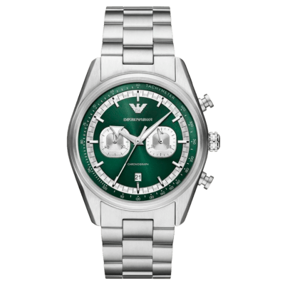 Reloj EMPORIO ARMANI Hombre Acero Esfera Verde y Blanca Cronógrafo
