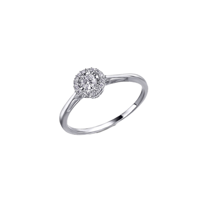 Anillo LE CARRÉ Oro Blanco y Diamantes DESTINY Roseta Cuadrada