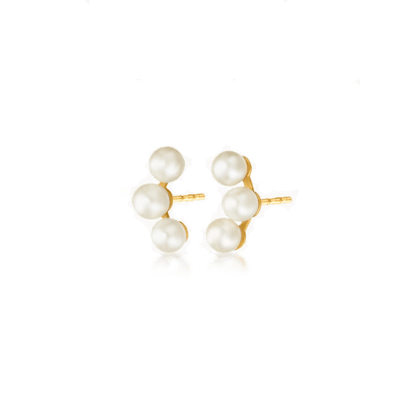 Pendiente LE CARRÉ Oro Amarillo y 3 Perlas ESSENTIALS PEARLS Trepadores