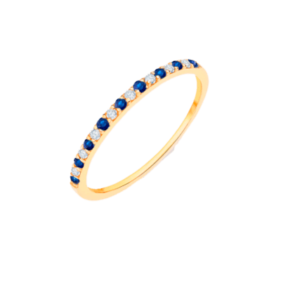 Anillo Media Alianza LE CARRÉ Oro Amarillo, Diamantes y Zafiros