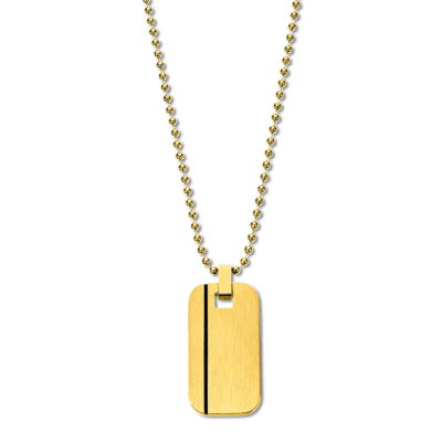 Collar Placa LOTUS STYLE Acero Dorado Hombre TEMPTATION GAME Cadena Bolas