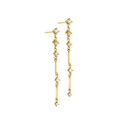 Pendientes Largos LE CARRÉ Tubos Oro y Diamantes DAILY DIAMONDS TOP