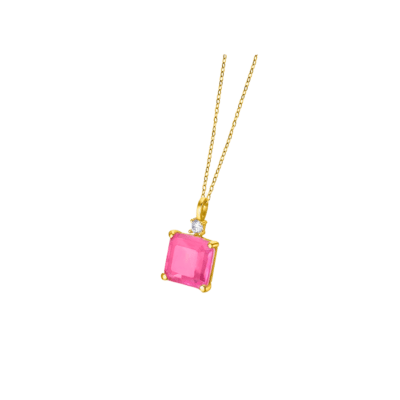 Collar LE CARRÉ Oro Amarillo y Topacio Rosa LOVE