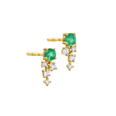 Pendientes LE CARRÉ Oro Amarillo, Diamantes y Esmeraldas DAILY DIAMONDS