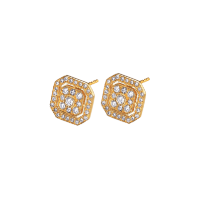 Pendientes LE CARRÉ Oro Amarillo y Diamantes RENAISSANCE Octogonal