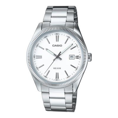 Reloj CASIO Caballero Esfera Blanca Bisel Estriado