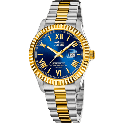 Reloj LOTUS Hombre FREEDOM COLLECTION Acero Bicolor Esfera Azul Bisel Estriado