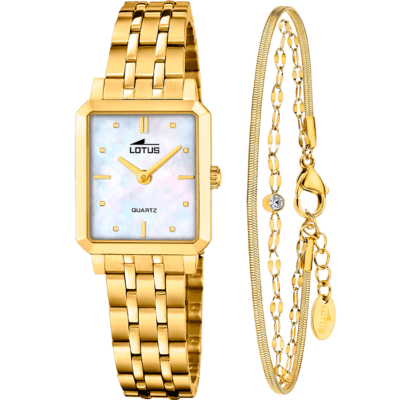 Reloj LOTUS Mujer 2GETHER Acero Dorado Esfera Cuadrada Nacarada CON PULSERA