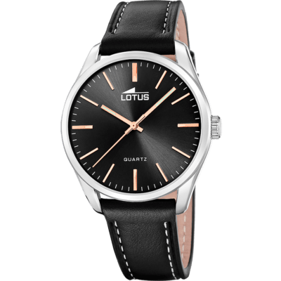 Reloj LOTUS Hombre MINIMALIST FOR HIM Acero Tres Agujas Esfera Negra Correa Negra