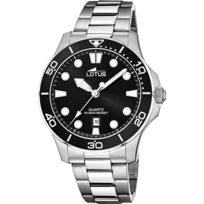 Reloj LOTUS Hombre EXCELLENT Acero Tres Agujas Bisel Y Esfera Negro