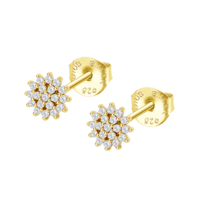 Pendientes LOTUS SILVER Plata Dorada BEYOND CLASSICS Flor Circonitas