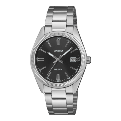 Reloj CASIO Bisel Estriado MEDIANO 35MM Esfera Negra
