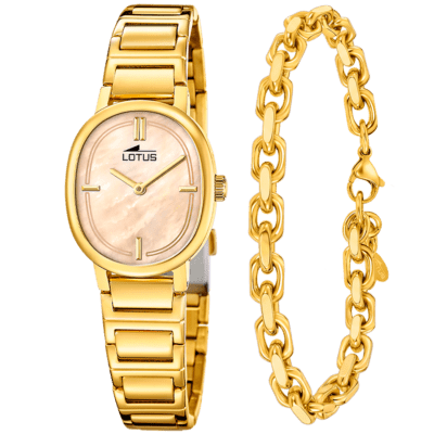 Reloj LOTUS Mujer 2GETHER Acero Dorado Esfera Ovalada Dorada CON PULSERA