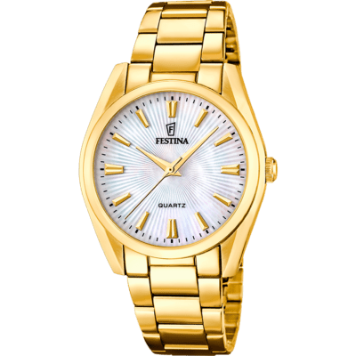 Reloj FESTINA Mujer BOYFRIEND COLLECTION Acero Dorado Esfera Blanca Guilloché