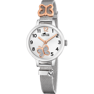 Reloj LOTUS Niña JUNIOR COLLECTION Acero Milanesa Plateado y Rose Mariposa